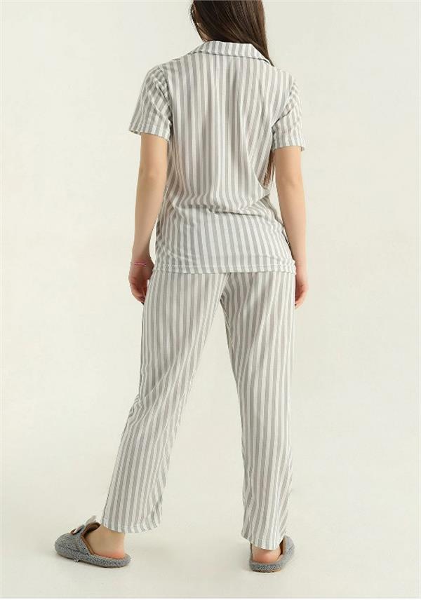 Çizgili Kısa Kol Gömlek Pijama